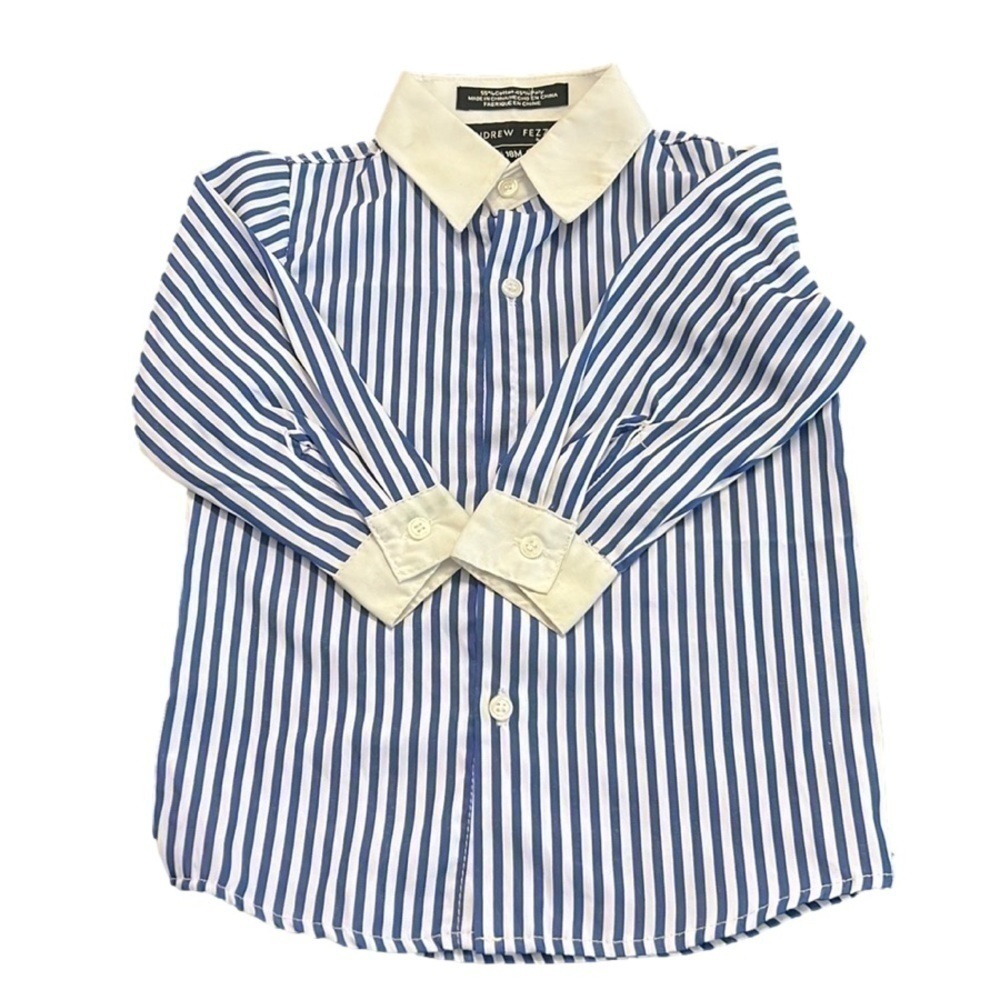 EUC, ANDREW FEZZA, Boys, 18M, Buttondown, Blue, White. Stripes, Shirt